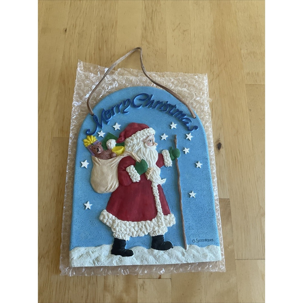 Spoontowues Merry‎ Christmas Santa Wall Hanging New vintage